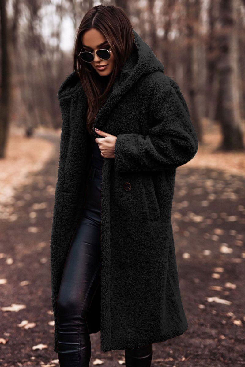 Autumn Winter Fashion Elegant Long Coat Woman Plush Warm Faux Fleece Coat Women Teddy Jacket Female Teddy Coat Outwear Ladies